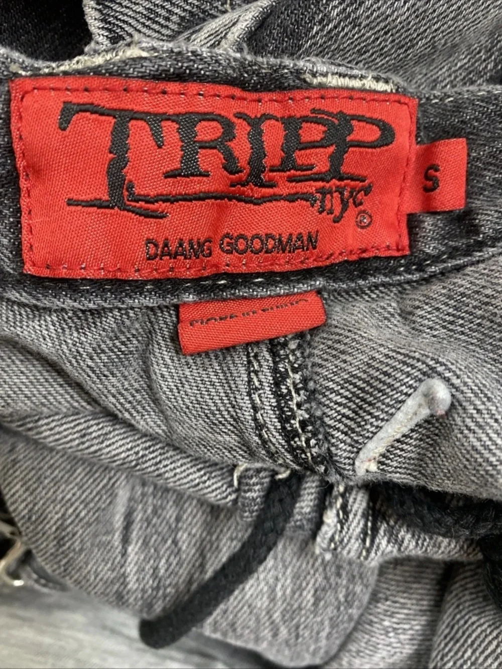 Tripp NYC Daang Goodman Denim Full Force Pant/Short Unisex Sz S  Raver Goth Punk